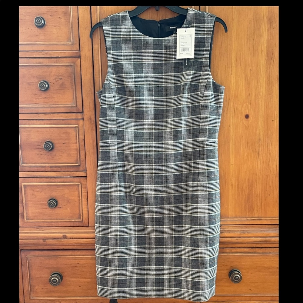Theory plaid fitted dress